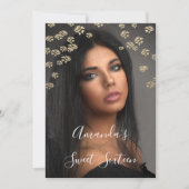 Sweet 16th Coral Flowers Gold Ombre Photo Sparkly Kaart (Voorkant)