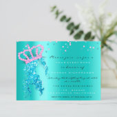 Sweet 16th Crown Princess Confetti Blue Mint Pink Kaart (Staand voorkant)
