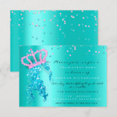 Sweet 16th Crown Princess Confetti Blue Mint Pink Kaart (Voorkant / Achterkant)