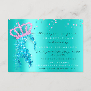 Sweet 16th Crown Princess Confetti Blue Mint Pink Kaart