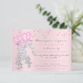 Sweet 16th Crown Princess Confetti Miss Pink Grey Kaart (Staand voorkant)