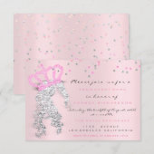 Sweet 16th Crown Princess Confetti Miss Pink Grey Kaart (Voorkant / Achterkant)
