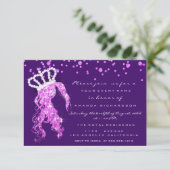 Sweet 16th Crown Princess Confetti Paars Pink Gir Kaart (Staand voorkant)