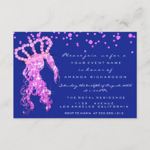 Sweet 16th Crown Princess Confetti Royal Blue Pink Kaart