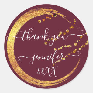 Sweet 16th Dank Je Save The Date Burgundy Goud Ronde Sticker