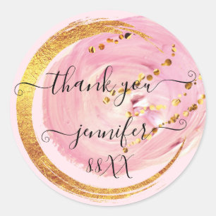 Sweet 16th Dank Je Save The Date Roze Poeder Ronde Sticker