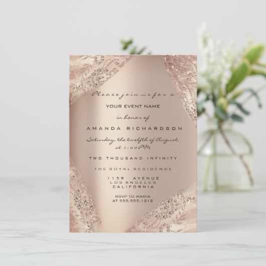 Sweet 16th Dress Spark Roos Gold Ombre Kaart (Staand voorkant)