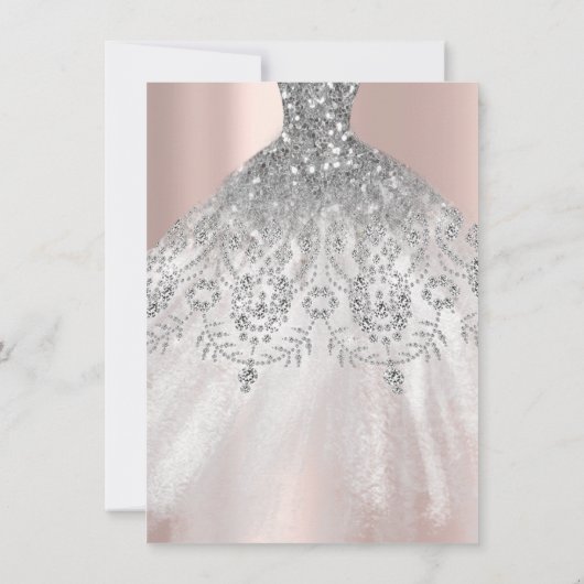 Sweet 16th Dress Spark Roos Silver Grey Diamond Kaart (Achterkant)