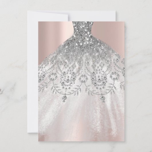 Sweet 16th Dress Spark Roos Silver Pink Diamond Kaart (Achterkant)