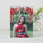 Sweet 16th Elisabeth Birthday Drips Foto Kaart (Staand voorkant)