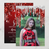 Sweet 16th Elisabeth Birthday Drips Foto Kaart (Voorkant / Achterkant)