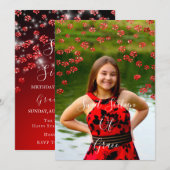 Sweet 16th Elisabeth Red Gray Silver Ombre Foto Kaart (Voorkant / Achterkant)