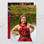 Sweet 16th Elisabeth Red Grey Silver Drips Foto Kaart (Voorkant / Achterkant)