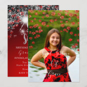 Sweet 16th Elisabeth Red Grey Silver Drips Foto Kaart (Voorkant / Achterkant)