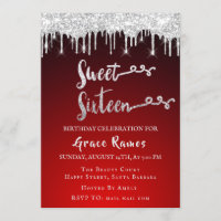 Sweet 16th Elisabeth Red Grey Silver Drips Foto