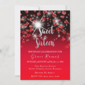 Sweet 16th Elisabeth Red Grey Silver Drips Foto Kaart (Achterkant)