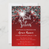 Sweet 16th Elisabeth Red Grey Silver Drips Foto Kaart (Achterkant)