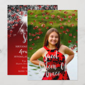 Sweet 16th Elisabeth Red Grey Silver Drips Foto Kaart (Voorkant / Achterkant)