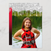 Sweet 16th Elisabeth Red Grey Silver Drips Foto Kaart (Voorkant / Achterkant)