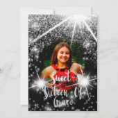 Sweet 16th Elisabeth Red Grey Silver Drips Foto Kaart (Voorkant)