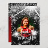 Sweet 16th Elisabeth Red Grey Silver Drips Foto Kaart (Voorkant / Achterkant)