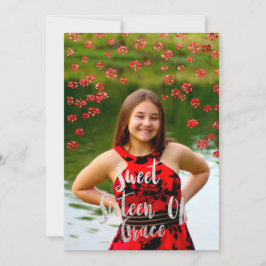 Sweet 16th Elisabeth Red Grey Silver Drips Foto Kaart