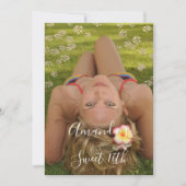 Sweet 16th Flower Coral Gold Photo Confetti Spark Kaart (Voorkant)