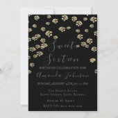 Sweet 16th Flower Gold Black Foto Confetti Vonk Kaart (Achterkant)