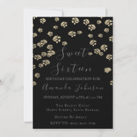 Sweet 16th Flower Gold Black Foto Confetti Vonk