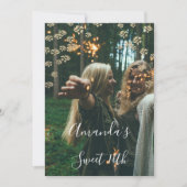 Sweet 16th Flower Red Gold Photo Confetti Spark Kaart (Voorkant)