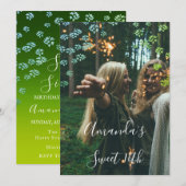 Sweet 16th Flower Royal Ombre Greenery Foto Kaart (Voorkant / Achterkant)