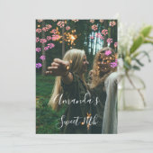 Sweet 16th Flower Royal Ombre Red Photo Kaart (Staand voorkant)