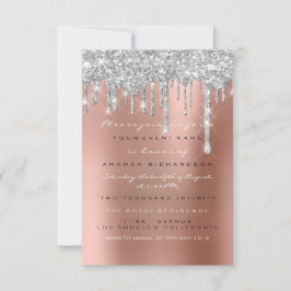 Sweet 16th Glitter Drips Silver Wedding Bridal Kaart