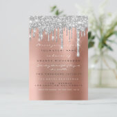 Sweet 16th Glitter Drips Silver Wedding Bridal Kaart (Staand voorkant)