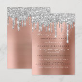 Sweet 16th Glitter Drips Silver Wedding Bridal Kaart (Voorkant / Achterkant)