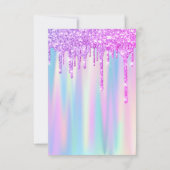 Sweet 16th Glitter drukt roze blauwe bruiloft uit Kaart (Achterkant)