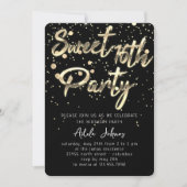 Sweet 16th Instant Download Black Gold Confetti Kaart (Voorkant)