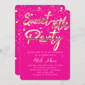 Sweet 16th Instant Download Gold Confetti Pink Kaart (Voorkant / Achterkant)