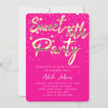 Sweet 16th Instant Download Gold Confetti Pink