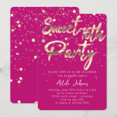 Sweet 16th Instant Download Pink Gold Confetti Kaart (Voorkant / Achterkant)