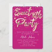 Sweet 16th Instant Download Pink Gold Confetti Kaart (Voorkant)