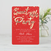 Sweet 16th Instant Download Red Gold Confetti Kaart (Staand voorkant)