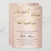Sweet 16th Instant Download Roos Gold Confetti Kaart (Voorkant / Achterkant)