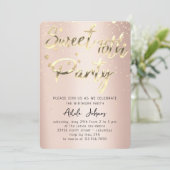 Sweet 16th Instant Download Roos Gold Confetti Kaart (Staand voorkant)