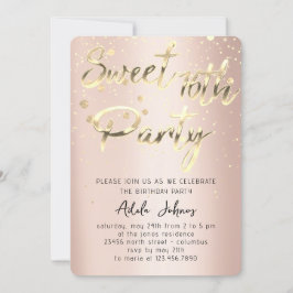 Sweet 16th Instant Download Roos Gold Confetti Kaart