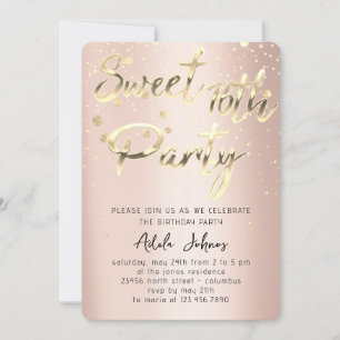 Sweet 16th Instant Download Roos Gold Confetti Kaart