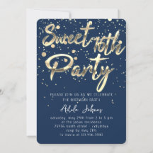 Sweet 16th Instant Download Smoky Blue Navy Gold