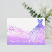 Sweet 16th Party Pink Paars Glitter Ocean White Kaart (Staand voorkant)