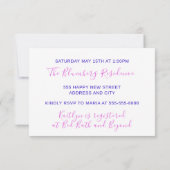 Sweet 16th Party Pink Paars Glitter Ocean White Kaart (Achterkant)