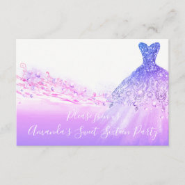 Sweet 16th Party Pink Paars Glitter Ocean White Kaart